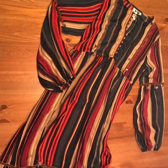 Dresses & Skirts - "Boho" Dress, Multi Color, Coin & Ribbon details